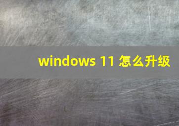 windows 11 怎么升级